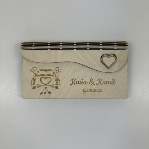 Drewniana koperta na pieniądze