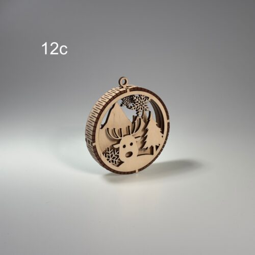 Drewniana Bombka choinkowa 3D (12c)