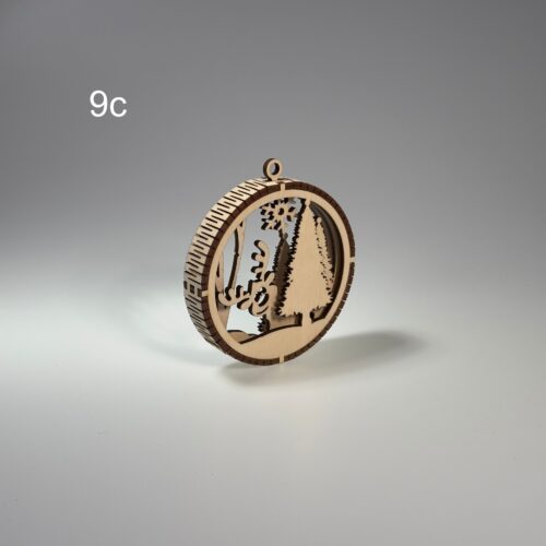 Drewniana Bombka choinkowa 3D (9c)