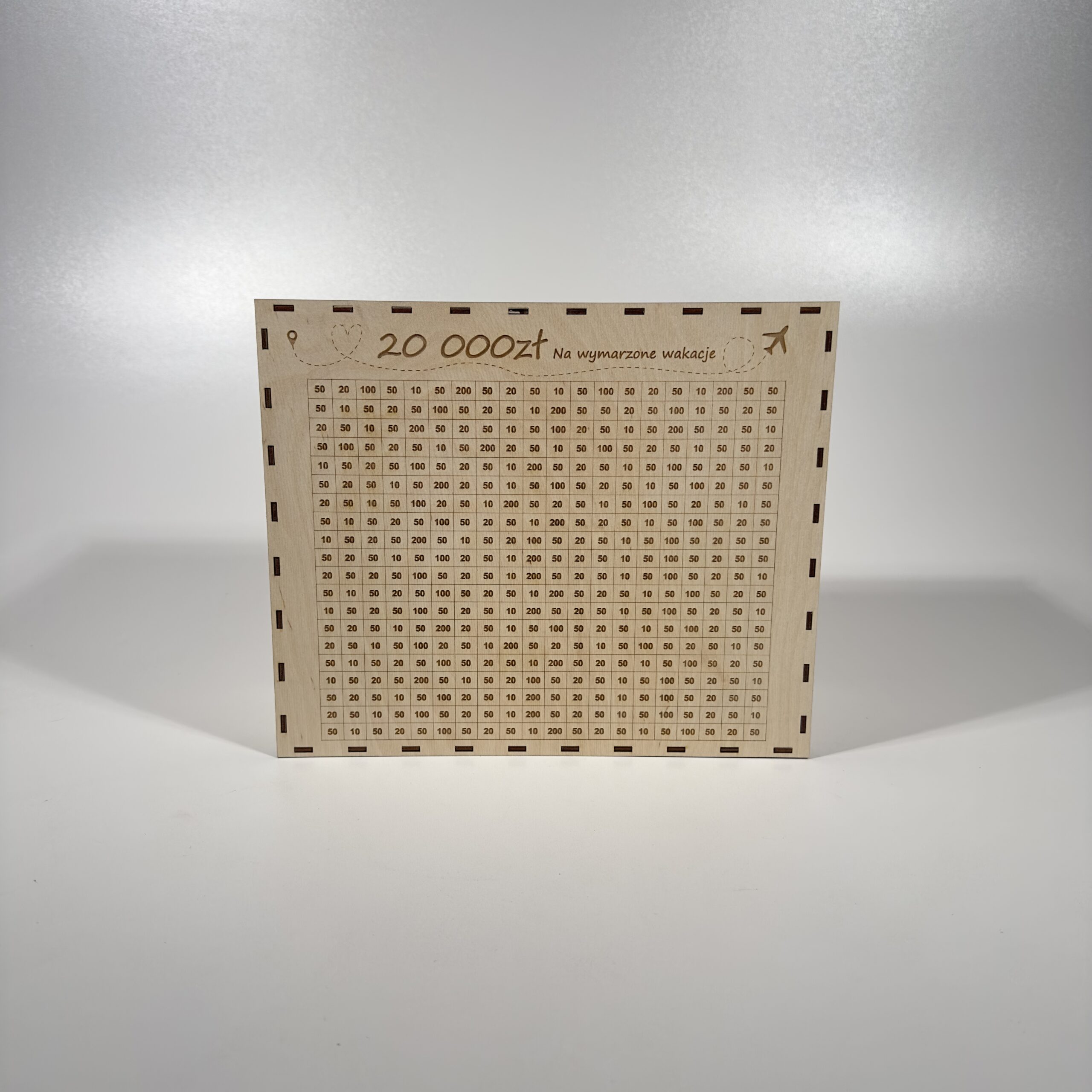 Drewniana skarbonka – Cel20 000zł Na Wymarzone Wakacje