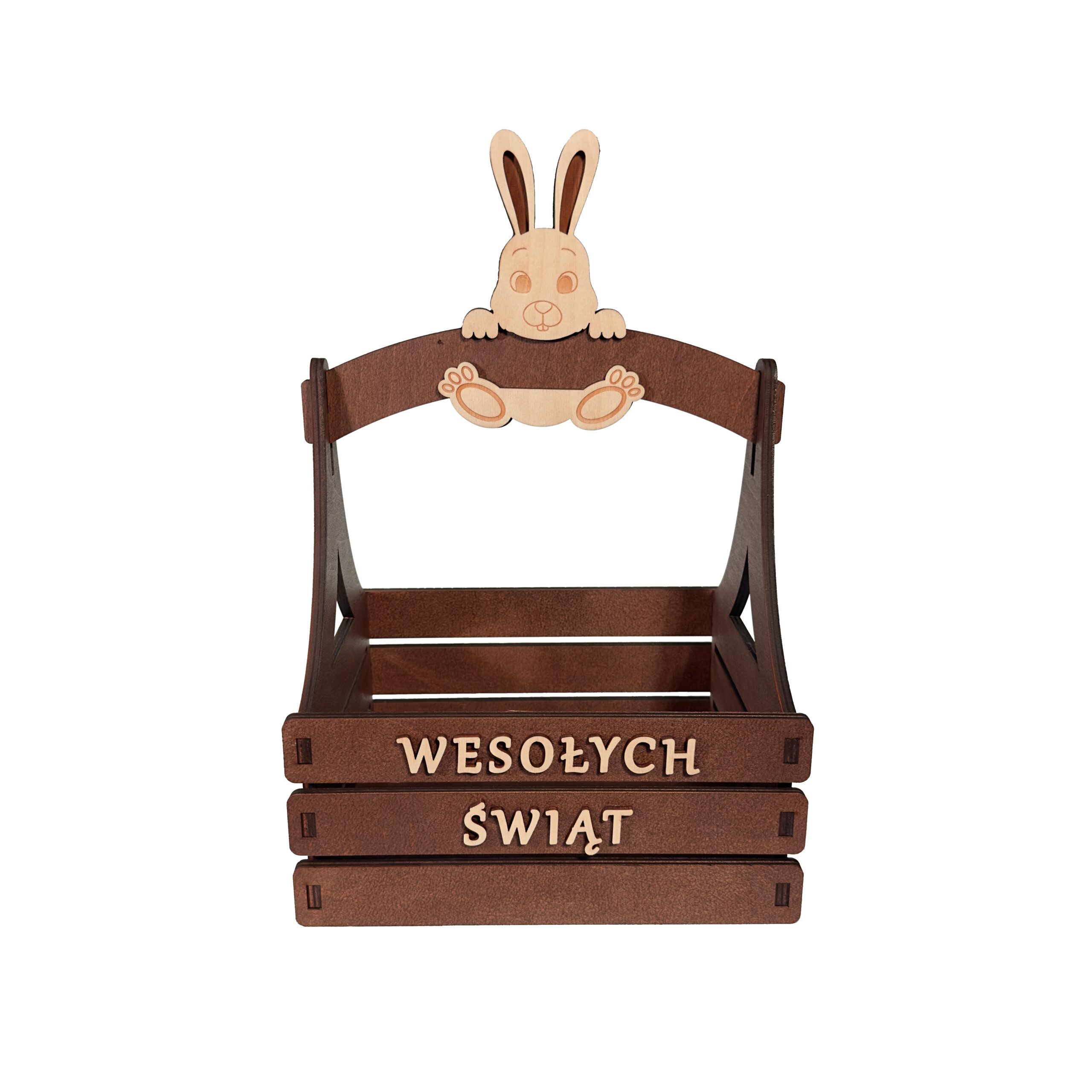 Drewniany Koszyczek Wielkanocny Z Zajączkiem