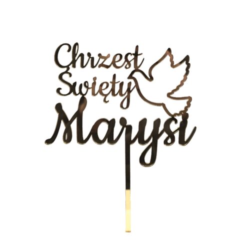 Złoty Topper Na Chrzest Święty z Imieniem